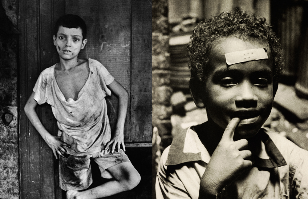 À esquerda, Flávio da Silva fotografado por Gordon Parks, e à direita, uma das crianças americanas retratadas pelo fotógrafo Henri Ballot